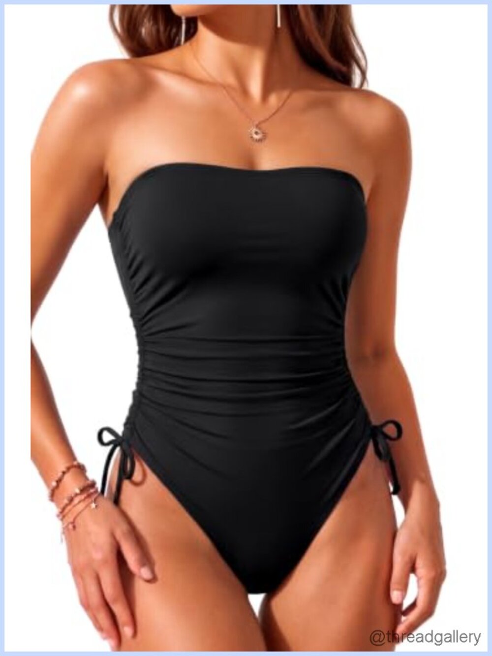 Strapless One Piece Swimsuit Tummy Control Bandeau Bathing Suit